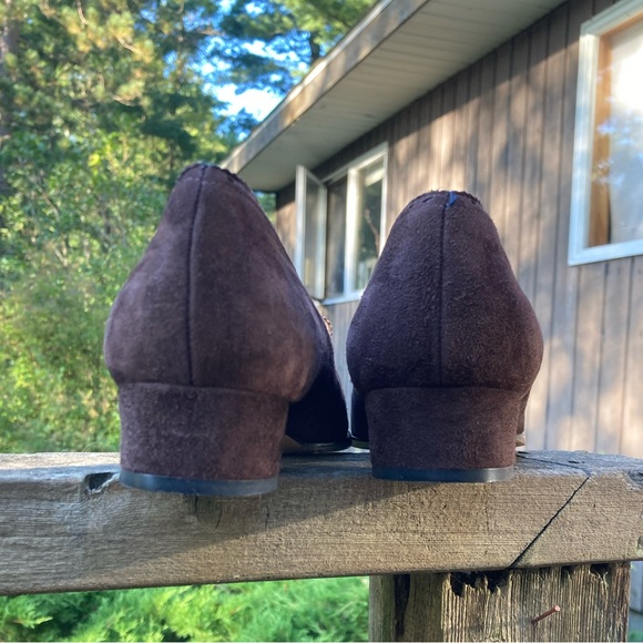 PALOMA PICASSO Shoes Italian Vintage Retro Embossed Brown Suede Leather Size 7.5 - Picture 14 of 14